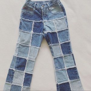 Girls denim pants patchwork vintage